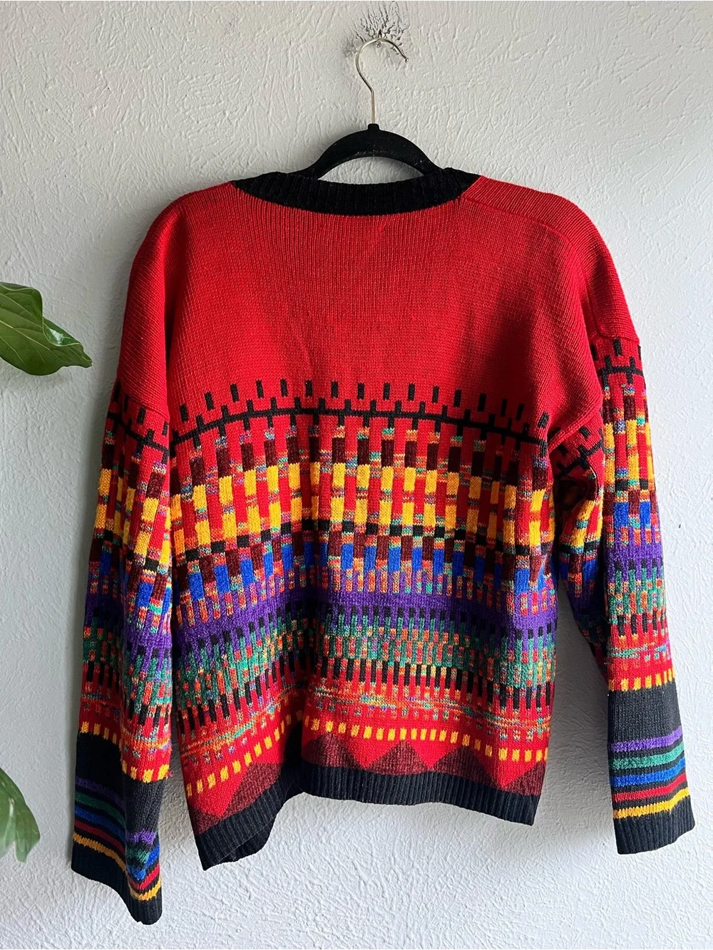 Vintage Carole Little rainbow floral shoulder chunky cardigan - Picture 5 of 6